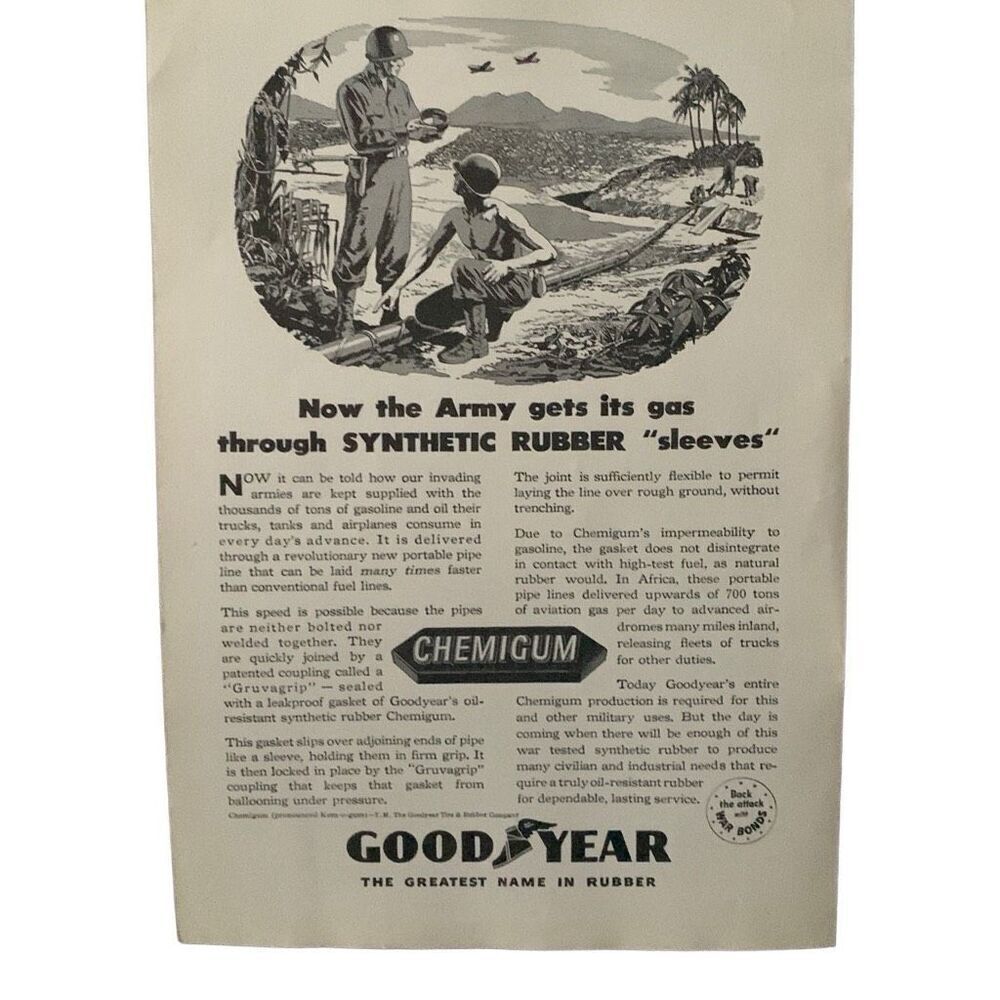 Vintage 1943 GoodYear Chemigum Ad Advertisement
